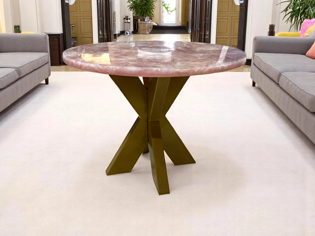 Buy Rose Quartz Round Coffee Table - Handmade Luxury Design